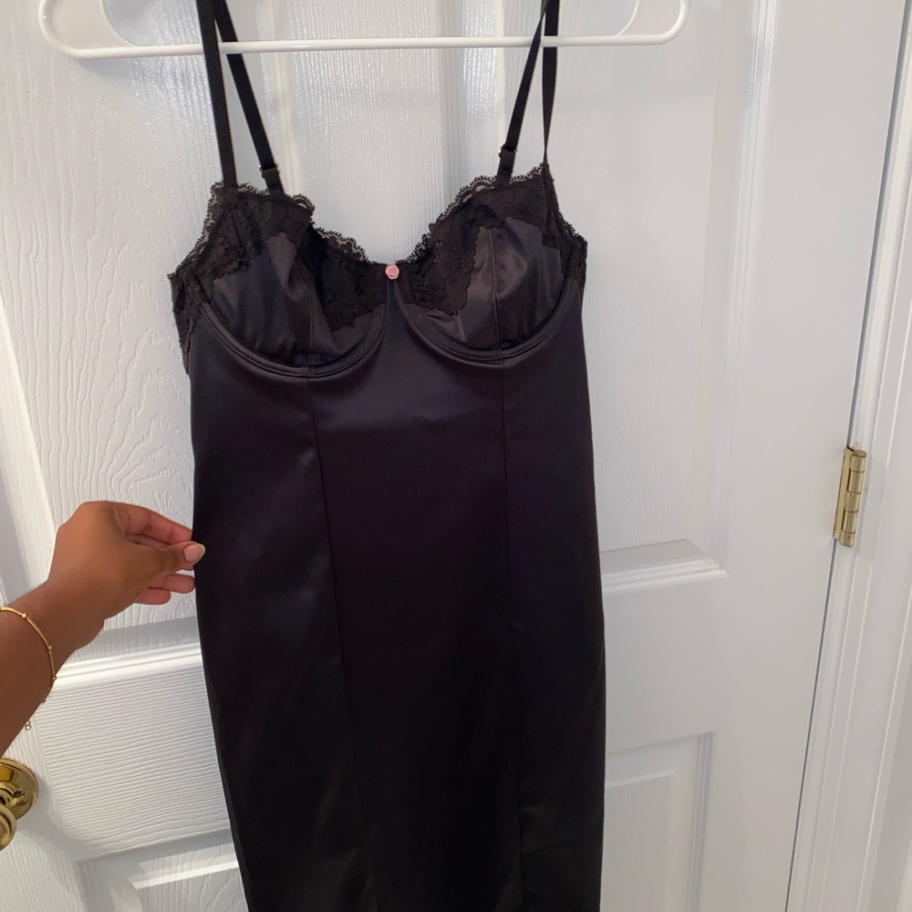 NWT Victoria Secret Black Lace Trim Slip Dress